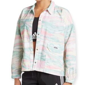 ADIDAS R.Y.V. Multicolor Windbreaker Pink Green Snap XS